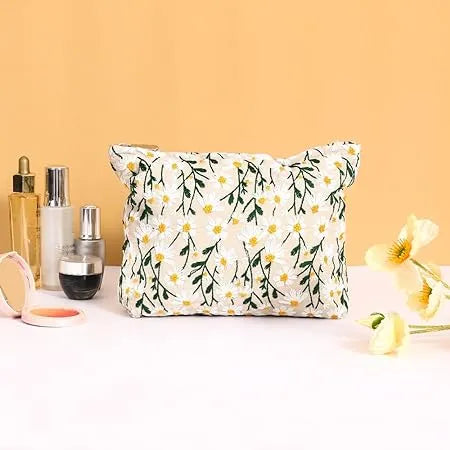 Angela | Flower Embroidered Makeup Bag