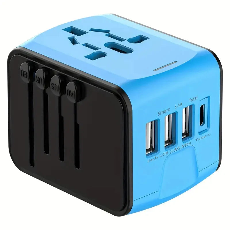 Electric Blue Universal Travel Adapter