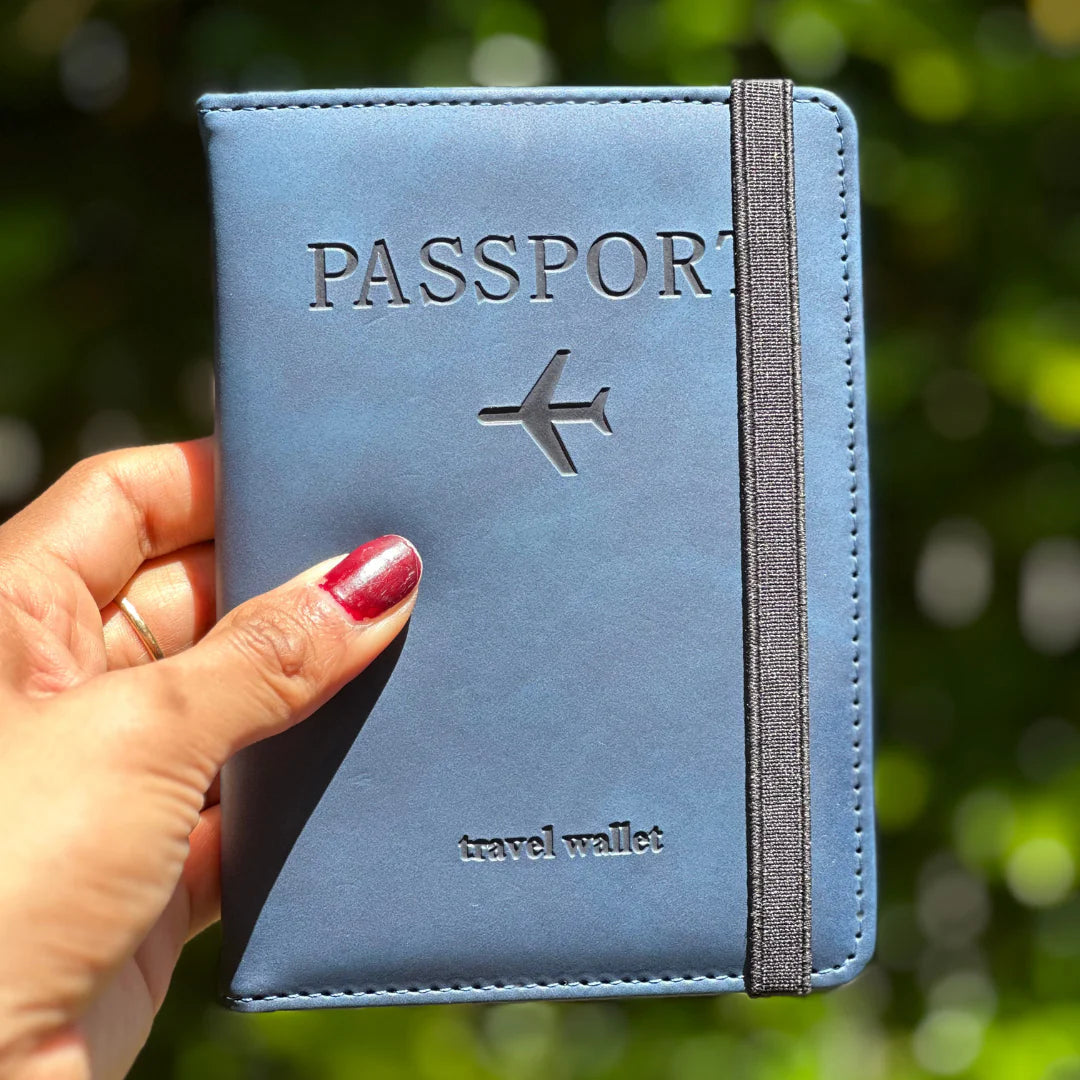Hand holding Navy RFID Passport Holder