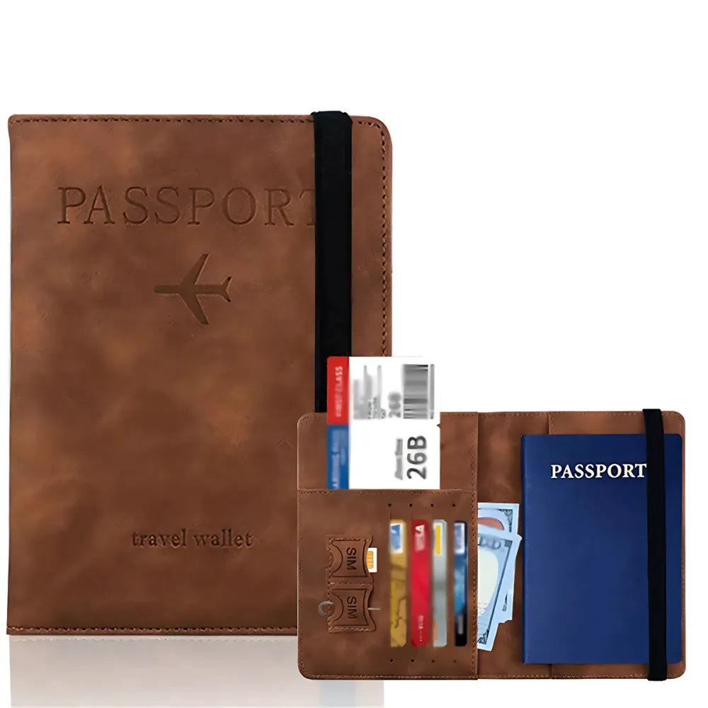 Brown RFID Passport Holder