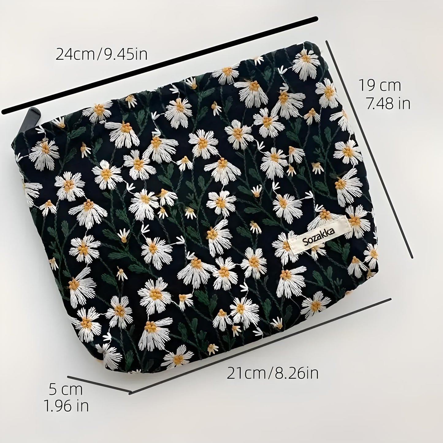 Andrea | Flower Embroidered Makeup Bag